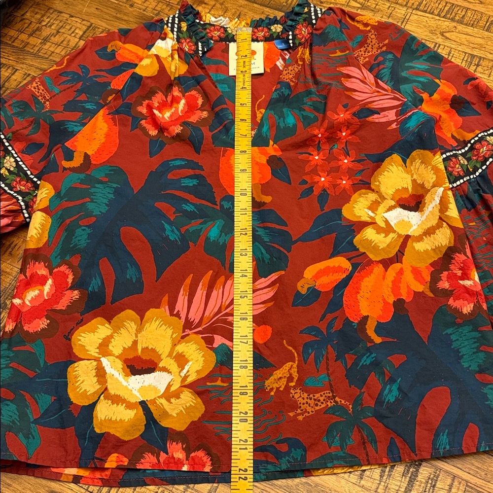 Anthropologie FARM Rio V-Neck Floral Blouse Woman's Small - Picture 11 of 14